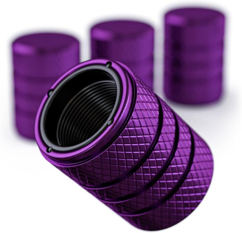 PC Autoworks Aluminum Tire Valve Stem Caps – Anti-Rust, Premium Anodized Aluminum, Corrosion-Resistant, Easy Install, Universal Fit for Car, Truck, Bike, SUV – 1 Pack/Set of 4 (Plum Purple) - Image 1